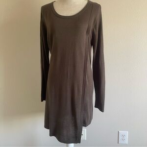 M. Rena wool blend Chocolate Long Sleeve Sweater Dresses,longline top size Large